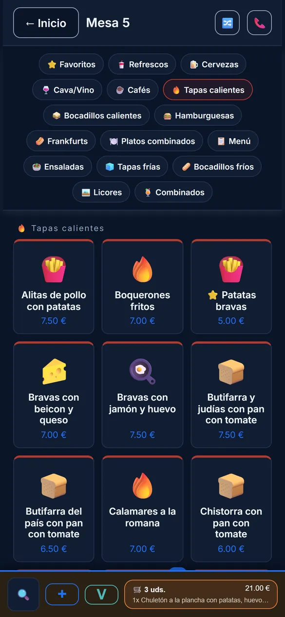 Comandero: productos de la categoría Tapas calientes